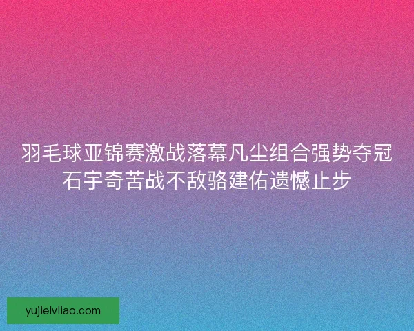 羽毛球亚锦赛激战落幕凡尘组合强势夺冠石宇奇苦战不敌骆建佑遗憾止步