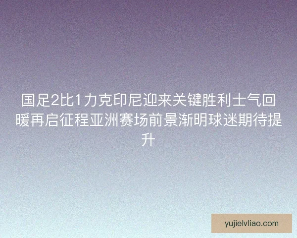 国足2比1力克印尼迎来关键胜利士气回暖再启征程亚洲赛场前景渐明球迷期待提升 国足2比1力克印尼迎来关键胜利士气回暖再启征程亚洲赛场前景渐明球迷期待提升