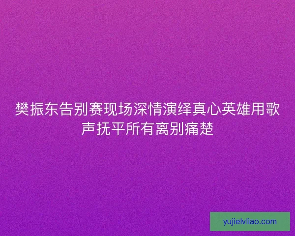樊振东告别赛现场深情演绎真心英雄用歌声抚平所有离别痛楚
